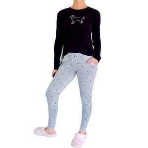 The Black Dog gray matching long sleeve cotton jogger sleep set size XXS
